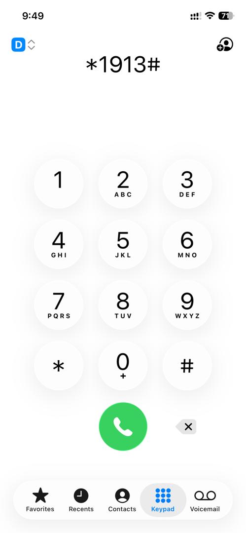 USSD mini statement screen
